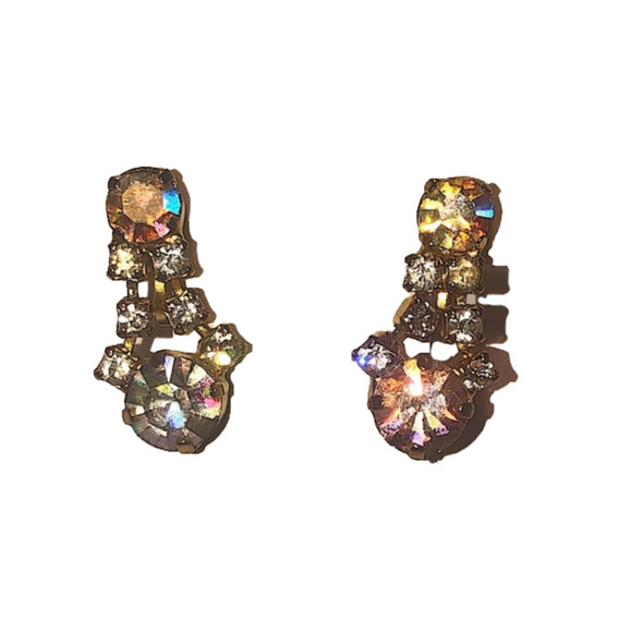 VTG Confirmed Juliana DE Aurora Borealis Screw Clip On Earrings .9” - Picture 1 of 7